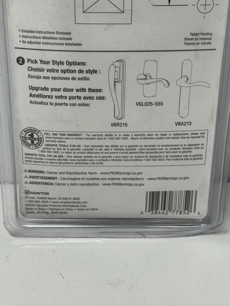 Wright Villa Black Storm Door Handleset VIL333BL - Image 7
