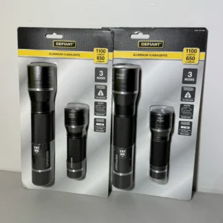 Defiant 1100/650 Lumens LED Slide-to-Focusing Aluminum Flashlight 4-Pack (2 x 2-Pack)