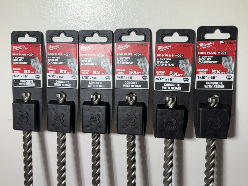 6-Pack Milwaukee 48-20-8377 1/2" x 18" SDS-Plus Drill Bits - Image 2