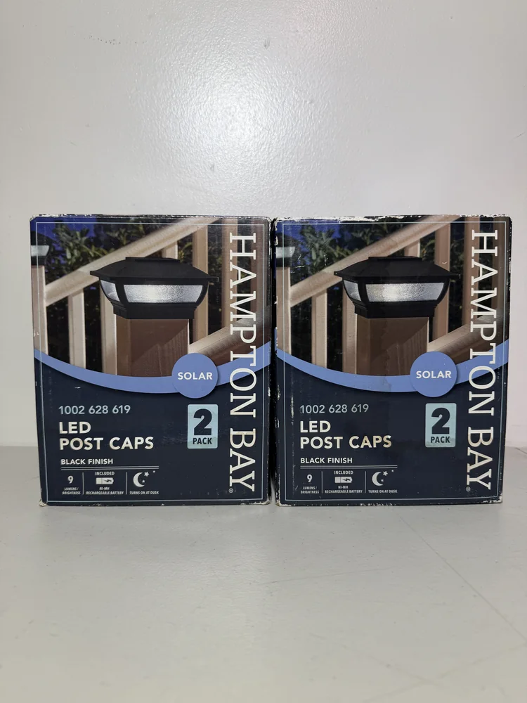 4-Pack Hampton Bay 3.5" Black Solar Post Cap Lights with Adaptor