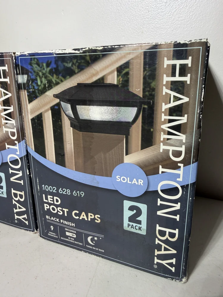 4-Pack Hampton Bay 3.5" Black Solar Post Cap Lights with Adaptor - Image 3