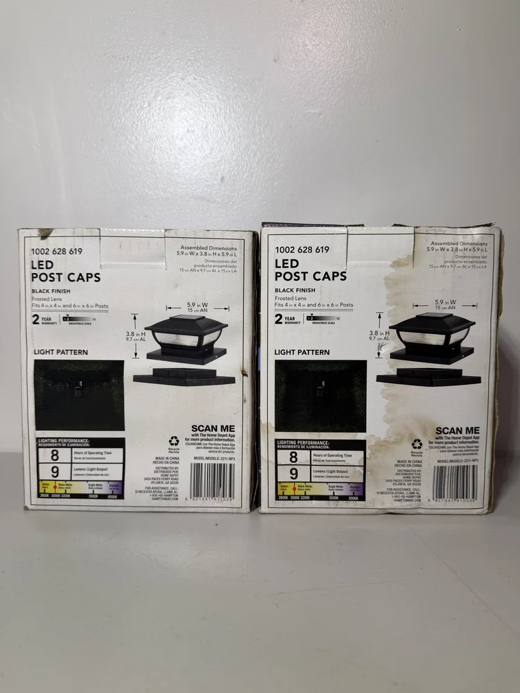 4-Pack Hampton Bay 3.5" Black Solar Post Cap Lights with Adaptor - Image 7